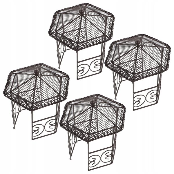 Mini Pawilon in Ferro Nero 13x12,5x12,5 cm - Set da 4 Pezzi per Decorazioni Miniature