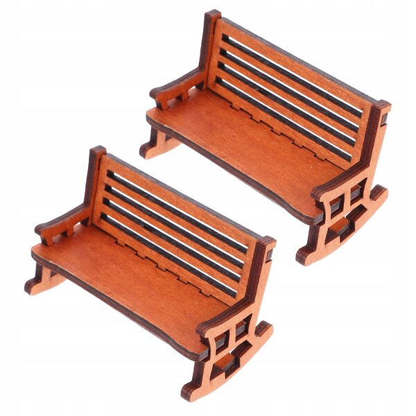 Set 2 Fotelini a Dondolo Vintage in Legno per Miniature 9,5x5 cm