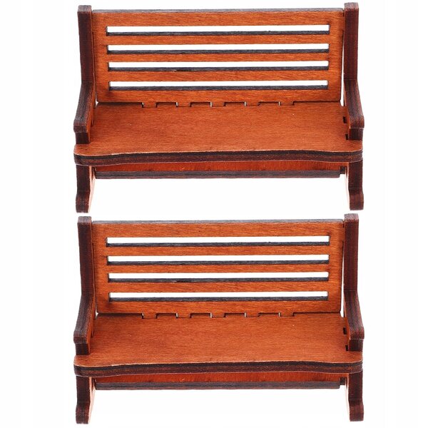 Set 2 Fotelini a Dondolo Vintage in Legno per Miniature 9,5x5 cm