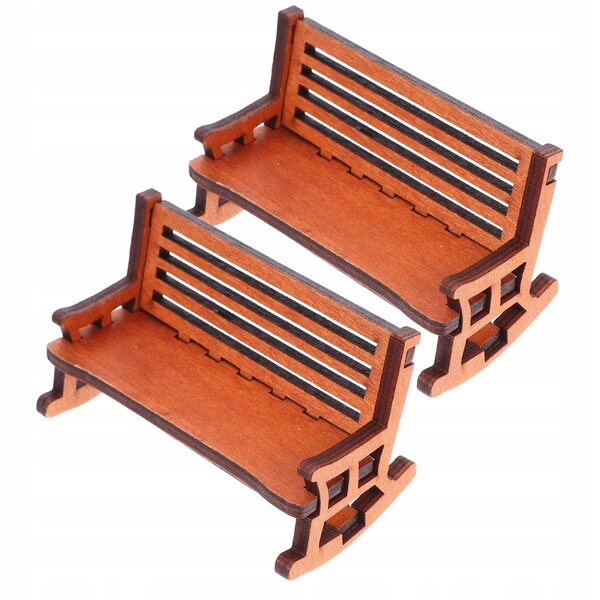 Set 2 Fotelini a Dondolo Vintage in Legno per Miniature 9,5x5 cm