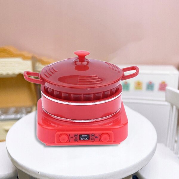 Mini Cucina Induzione Miniatura 1:12 Realistica Rosso 4x4,3x4,5 cm