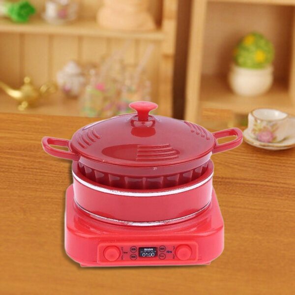 Mini Cucina Induzione Miniatura 1:12 Realistica Rosso 4x4,3x4,5 cm