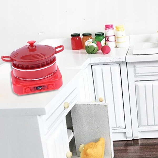 Mini Cucina Induzione Miniatura 1:12 Realistica Rosso 4x4,3x4,5 cm