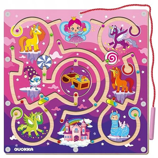 Gioco Montessori Labirinto Magnetico in Legno con Unicorno per Bambini 2-6 Anni