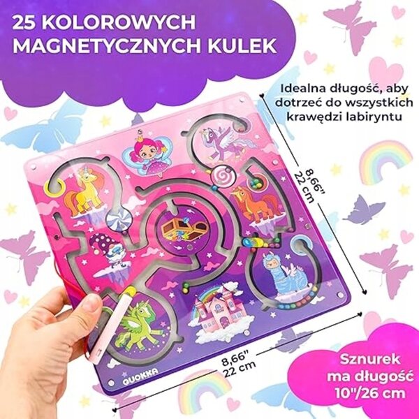 Gioco Montessori Labirinto Magnetico in Legno con Unicorno per Bambini 2-6 Anni