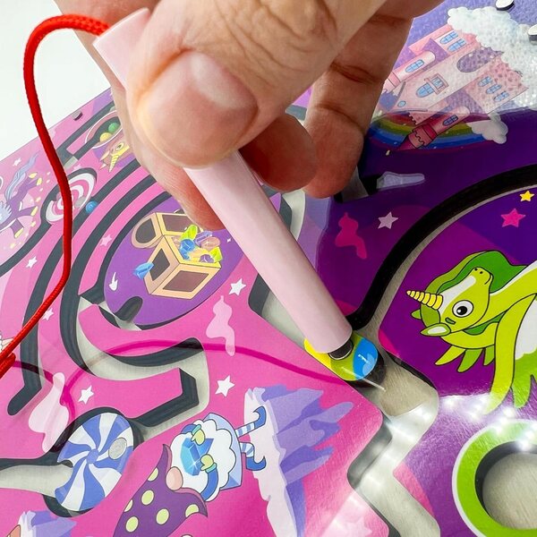 Gioco Montessori Labirinto Magnetico in Legno con Unicorno per Bambini 2-6 Anni