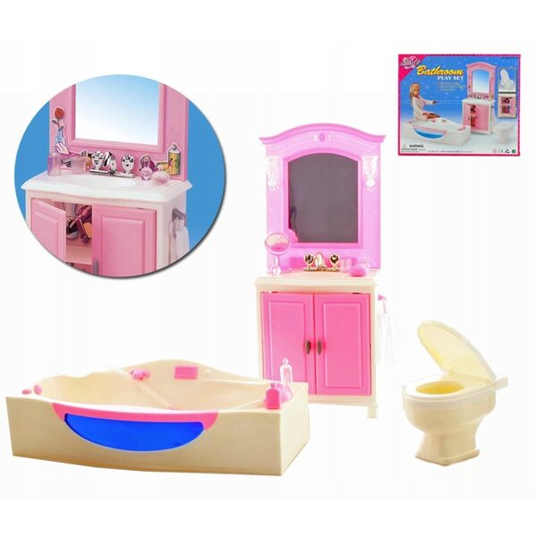 Spa-Badezimmermöbel-Set für 29 cm große Puppen mit Badewanne, Spiegel und Schrank