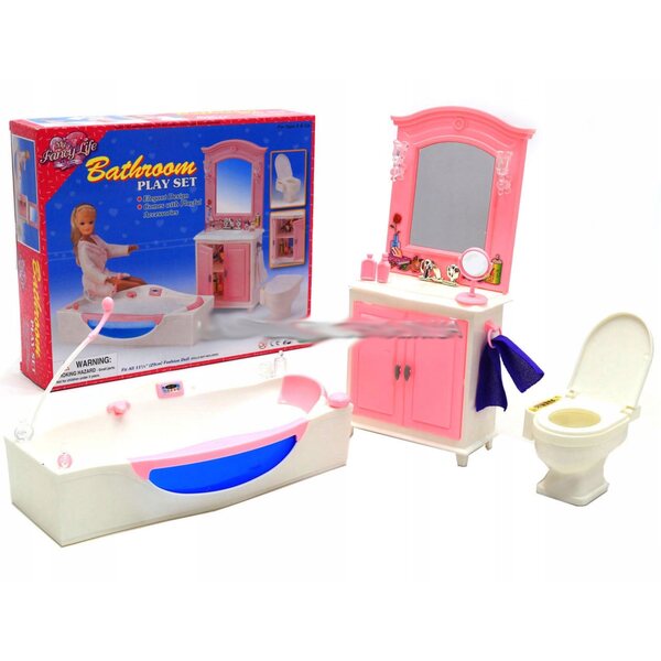 Spa-Badezimmermöbel-Set für 29 cm große Puppen mit Badewanne, Spiegel und Schrank