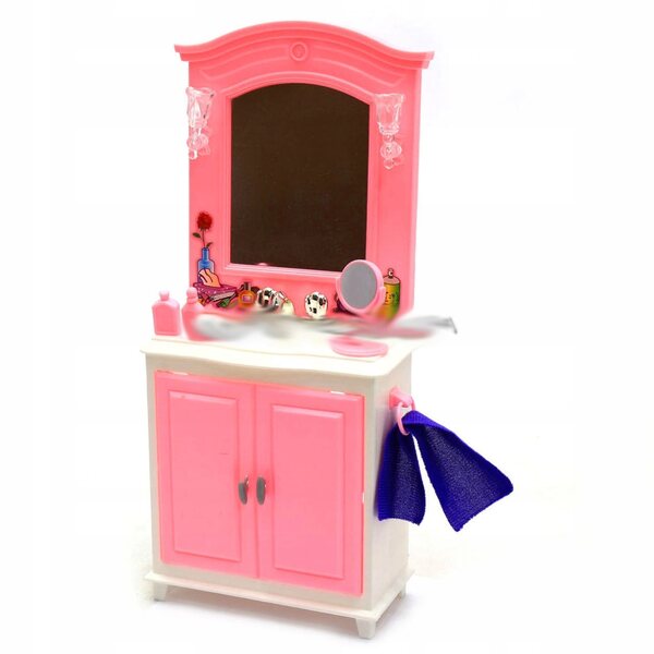Spa-Badezimmermöbel-Set für 29 cm große Puppen mit Badewanne, Spiegel und Schrank