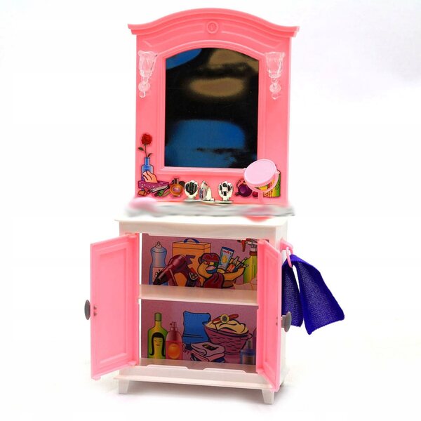 Spa-Badezimmermöbel-Set für 29 cm große Puppen mit Badewanne, Spiegel und Schrank