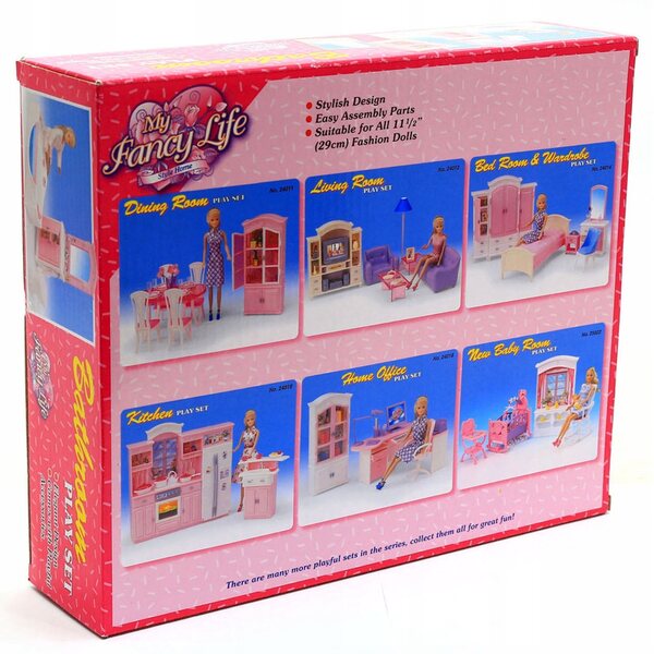 Spa-Badezimmermöbel-Set für 29 cm große Puppen mit Badewanne, Spiegel und Schrank