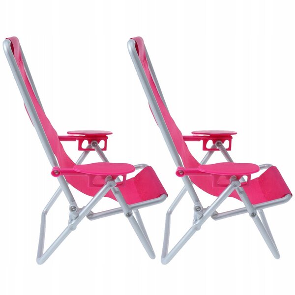 Mini klappbare Puppenhaus-Strandstühle, 2er-Set, Rosa