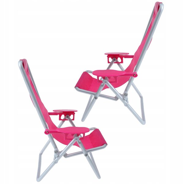 Mini klappbare Puppenhaus-Strandstühle, 2er-Set, Rosa