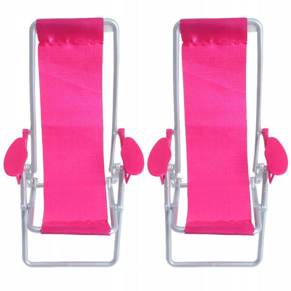 Mini klappbare Puppenhaus-Strandstühle, 2er-Set, Rosa