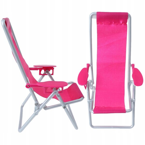 Mini klappbare Puppenhaus-Strandstühle, 2er-Set, Rosa