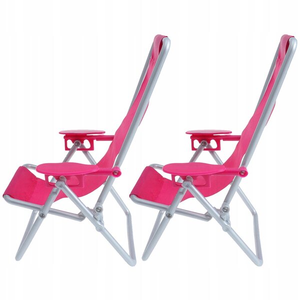 Mini klappbare Puppenhaus-Strandstühle, 2er-Set, Rosa