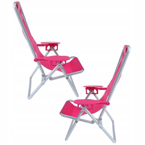Mini klappbare Puppenhaus-Strandstühle, 2er-Set, Rosa