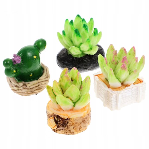 Set 4 Mini Piante Artificiali in Resina per Casa delle Bambole e Mini Paesaggi