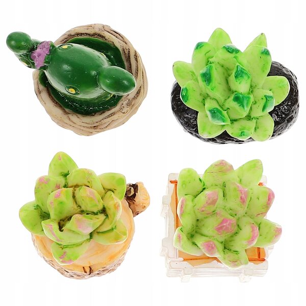 Set 4 Mini Piante Artificiali in Resina per Casa delle Bambole e Mini Paesaggi