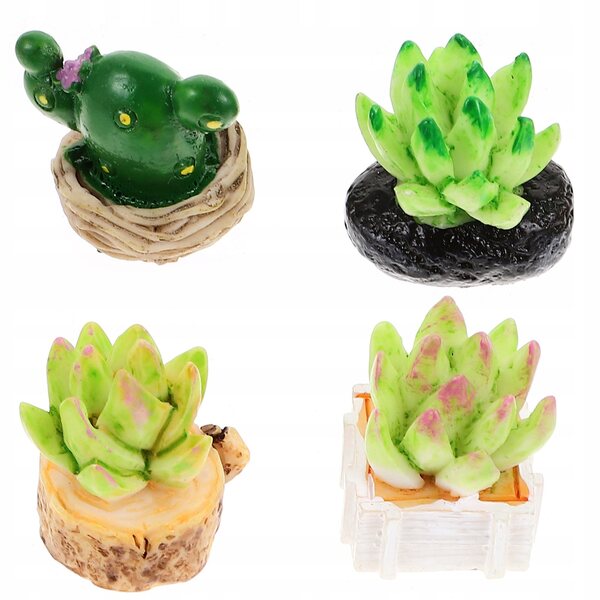 Set 4 Mini Piante Artificiali in Resina per Casa delle Bambole e Mini Paesaggi