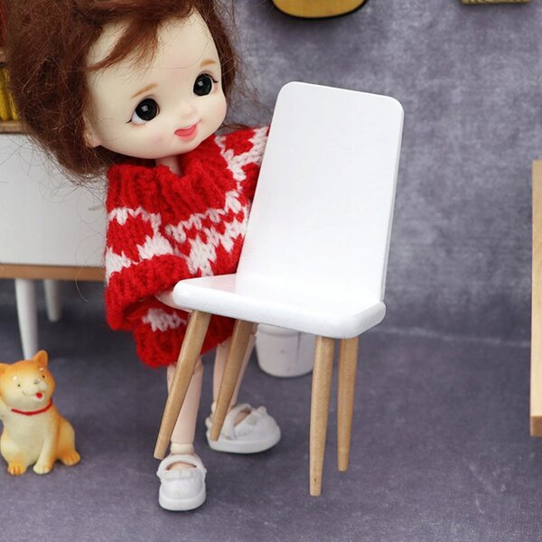 Mini Sedia Bianca in Legno di Betulla per Bambini, Decorazione Realistica e Leggera