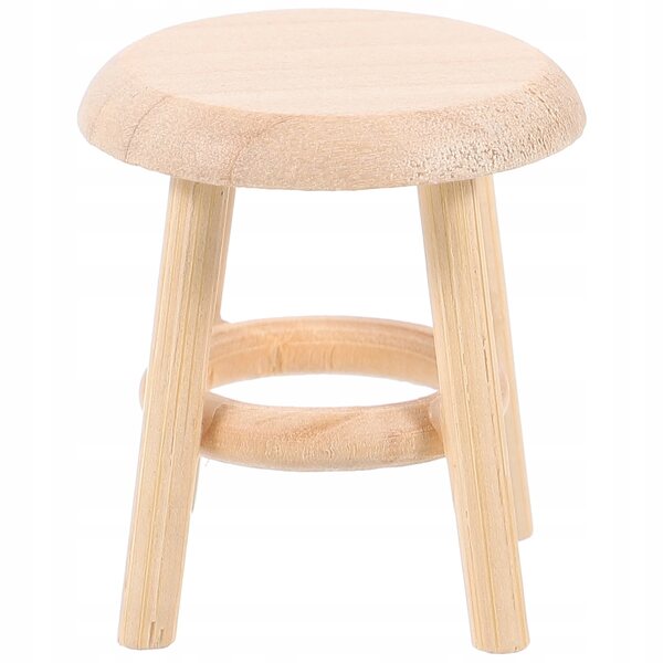 Mini sgabello in legno per decorazioni di case in miniatura 1:12 beige