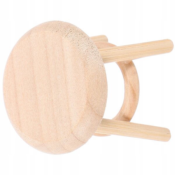 Mini-Holzhocker für Miniatur-Hausdekorationen 1:12 Beige