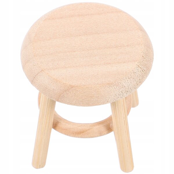 Mini-Holzhocker für Miniatur-Hausdekorationen 1:12 Beige