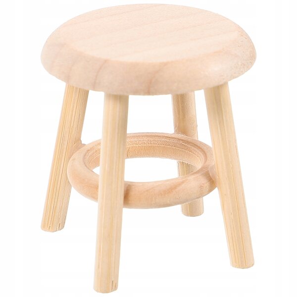 Mini-Holzhocker für Miniatur-Hausdekorationen 1:12 Beige