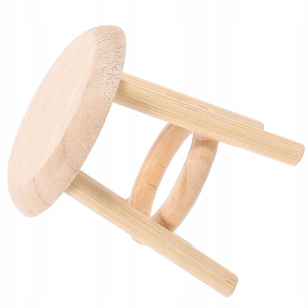Mini-Holzhocker für Miniatur-Hausdekorationen 1:12 Beige
