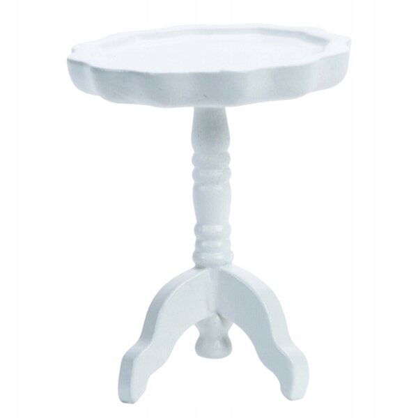 Tavolino bianco in legno per casa delle bambole, decorazione e gioco creativo
