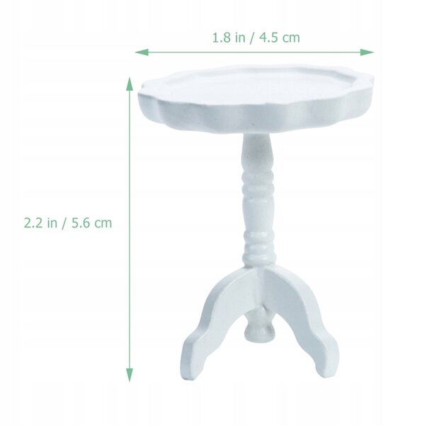 Tavolino bianco in legno per casa delle bambole, decorazione e gioco creativo
