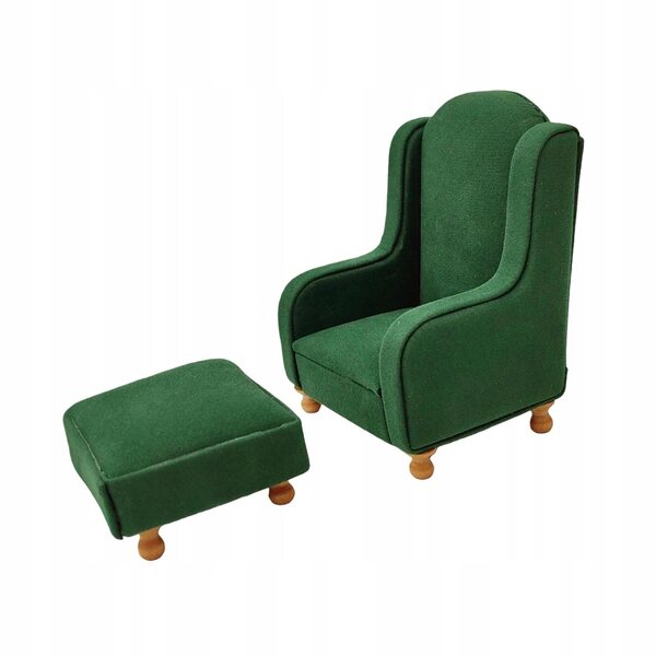 Set Mobili Miniatura per Casa delle Bambole Sofa e Pouf Verde 1:12