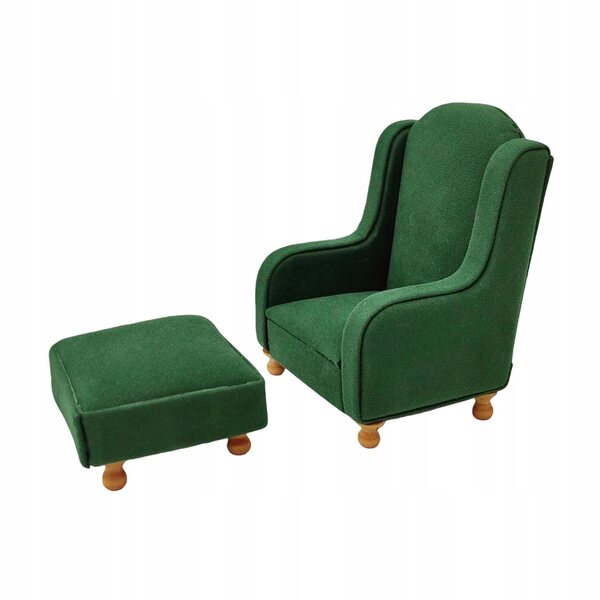 Set Mobili Miniatura per Casa delle Bambole Sofa e Pouf Verde 1:12