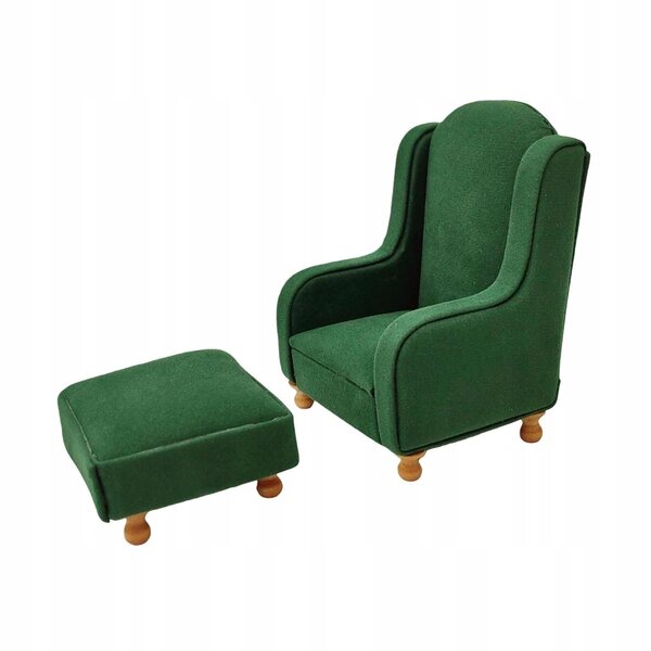 Set Mobili Miniatura per Casa delle Bambole Sofa e Pouf Verde 1:12