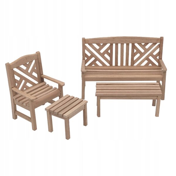Mini-Gartenmöbel-Set aus Holz für Kinder: 4 kreative und widerstandsfähige Elemente