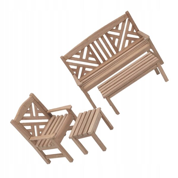Mini-Gartenmöbel-Set aus Holz für Kinder: 4 kreative und widerstandsfähige Elemente