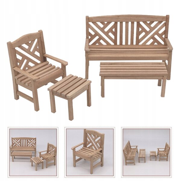 Mini-Gartenmöbel-Set aus Holz für Kinder: 4 kreative und widerstandsfähige Elemente