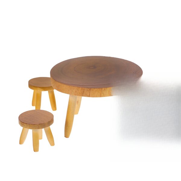 Set Miniatura Tavolo e Sedie in Legno Rustico per Case delle Bambole
