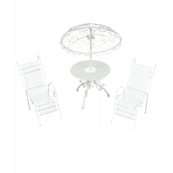 Set Miniature Tavolo e Sedie in Metallo Bianco per Casa delle Bambole 1:12