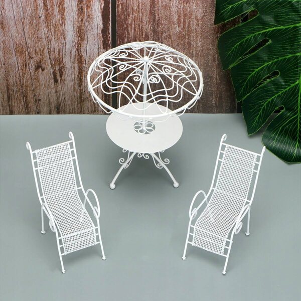 Set Miniature Tavolo e Sedie in Metallo Bianco per Casa delle Bambole 1:12