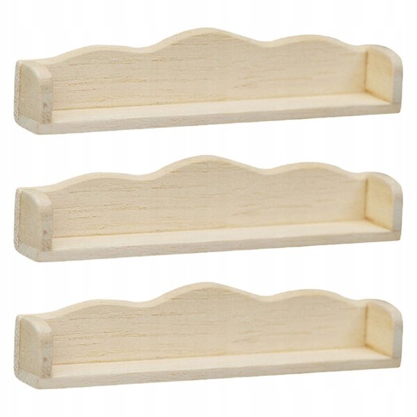 Set 3 mini mensole sospese in plastica per casa delle bambole, 9,3x2x1,5 cm