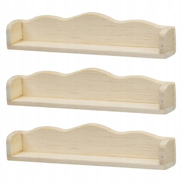 Set 3 mini mensole sospese in plastica per casa delle bambole, 9,3x2x1,5 cm