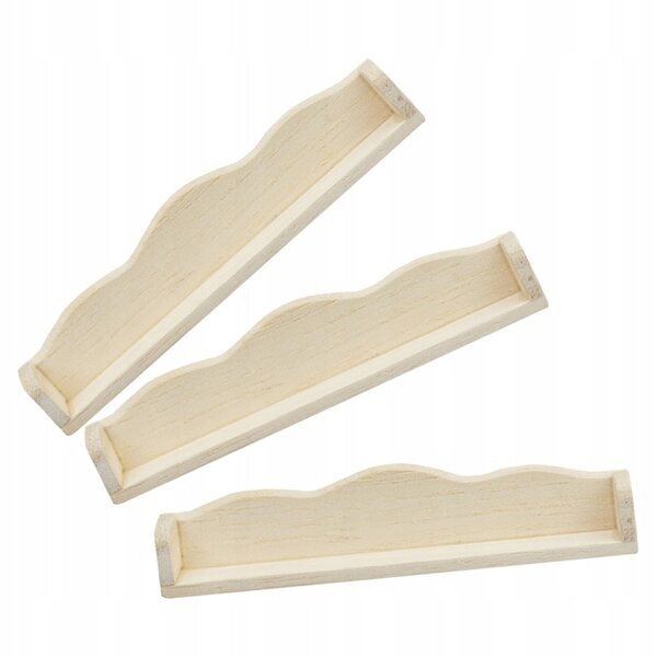 Set 3 mini mensole sospese in plastica per casa delle bambole, 9,3x2x1,5 cm