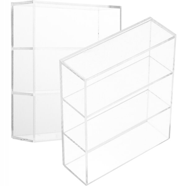 Miniatuur transparante vitrine met 2 acryl planken voor spelletjes en decoraties