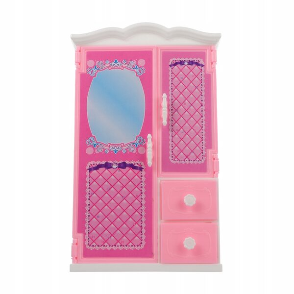 Mini armadio rosa per bambole in plastica con cassetti apribili, leggero e resistente