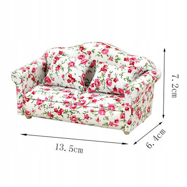 Sofa Miniatura 1:12 per Casa delle Bambole in Legno e Tessuto di Qualità