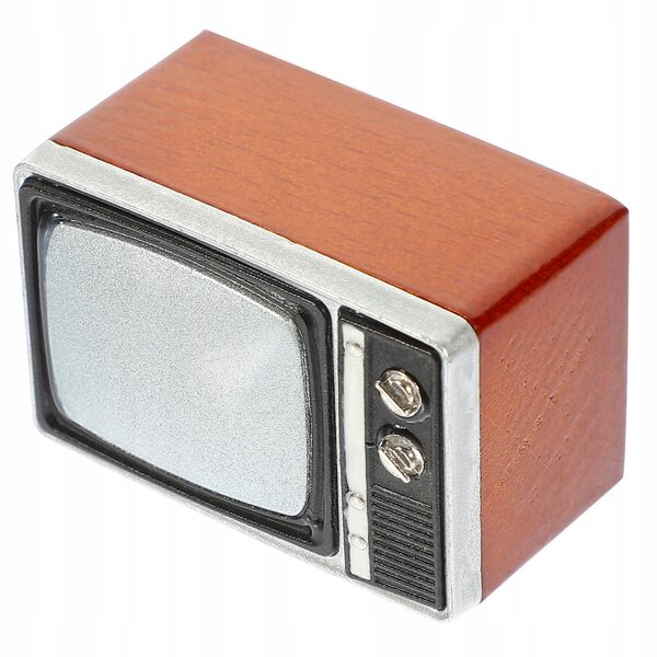 Dekorativer Mini-Fernseher für Puppenhäuser aus Holz und Metall, realistisch und widerstandsfähig