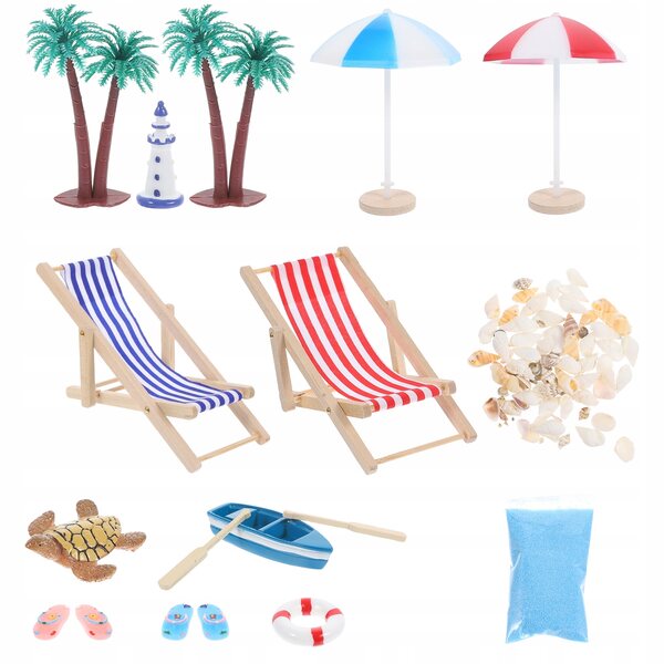 ZESTAW MINI PLAŻOWYCH OZDÓB W STYLU PLAŻOWYM DOMKU LALKI