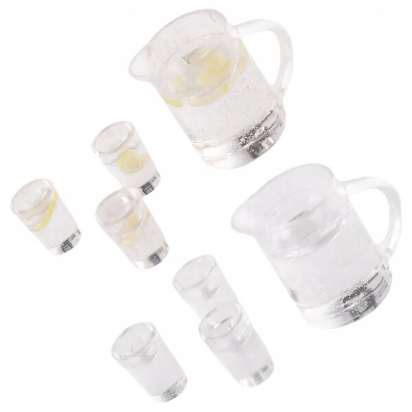 Miniature sæt kander og glas til dukkehus Transparent i harpiks
